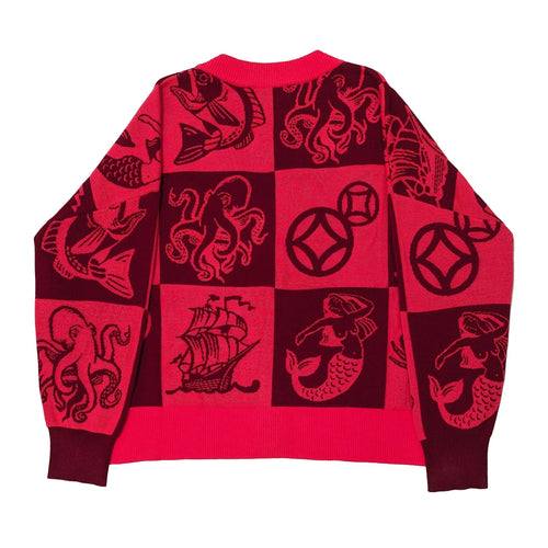 FISH PRAWN CRAB OVERSIZE KNIT CARDIGAN