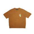 CHEERS & DANCE EMBROIDERED BREZZY KNIT TOP (BROWN)
