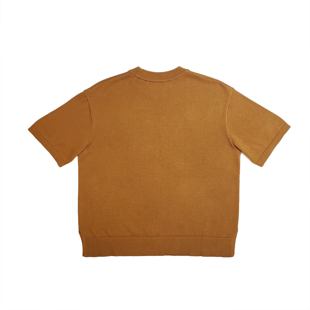 CHEERS & DANCE EMBROIDERED BREZZY KNIT TOP (BROWN)