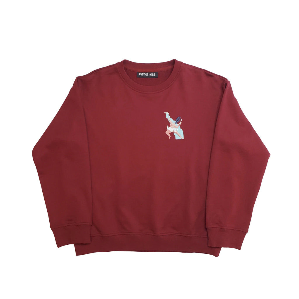 TOP HITS IN THE SHOWER EMBROIDERED SWEATSHIRT (BURGUNDY)
