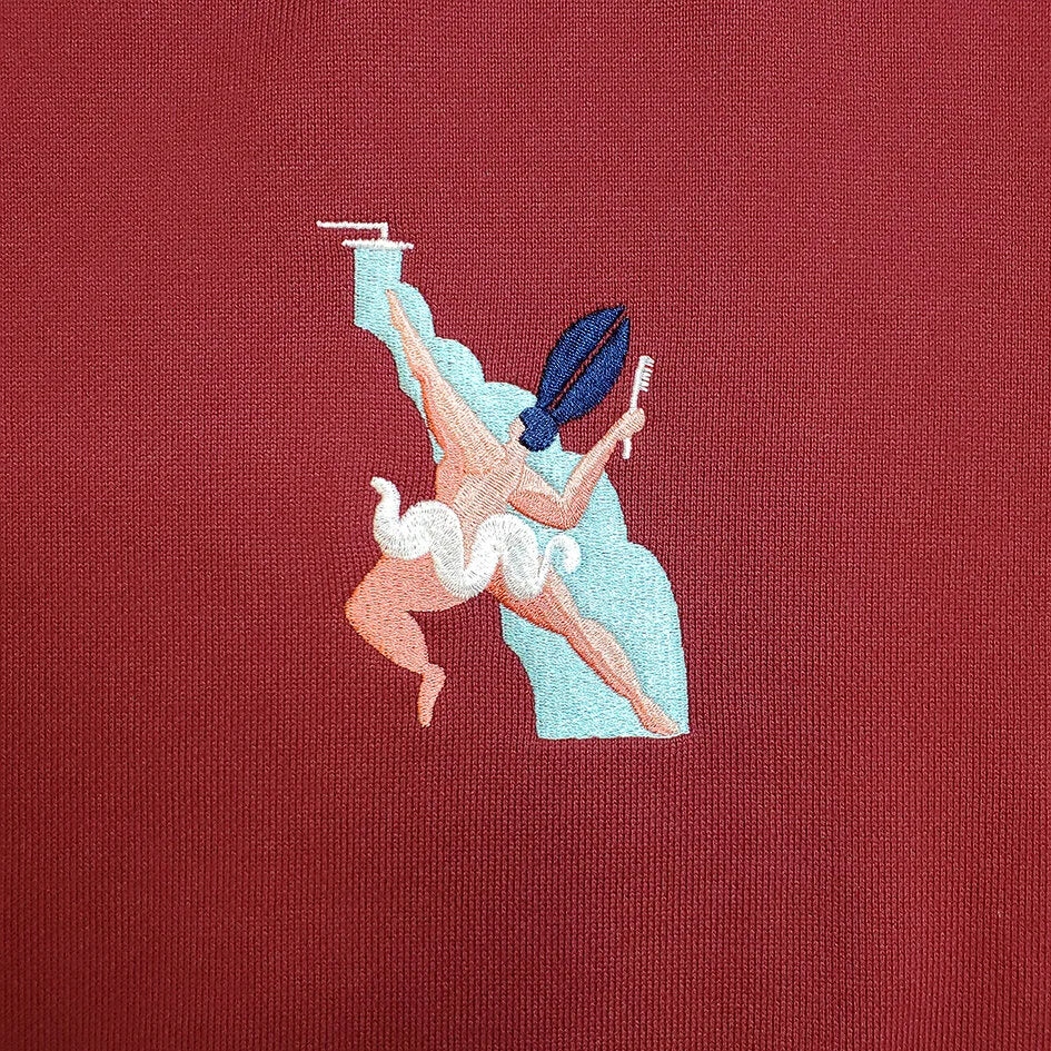 TOP HITS IN THE SHOWER EMBROIDERED SWEATSHIRT (BURGUNDY)