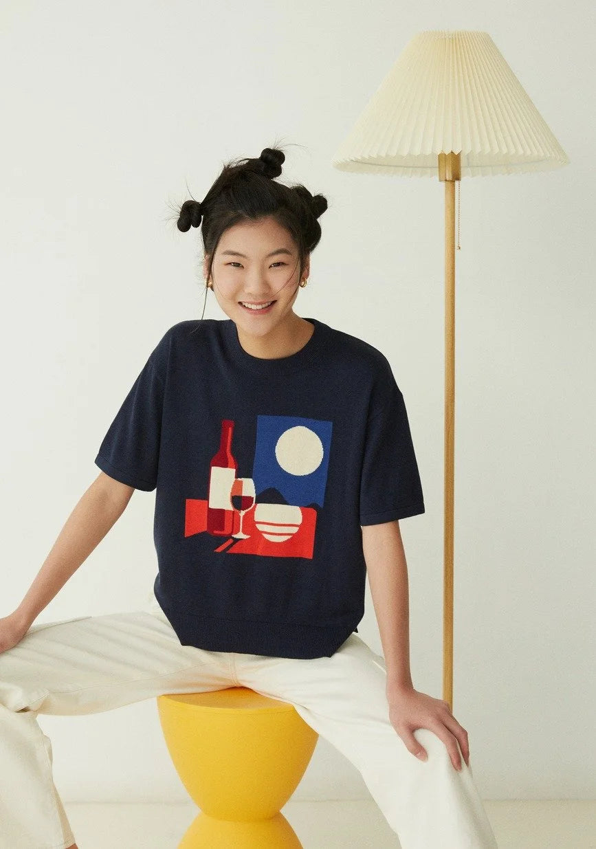 LAZY NIGHT SHORT SLEEVE KNIT TOP