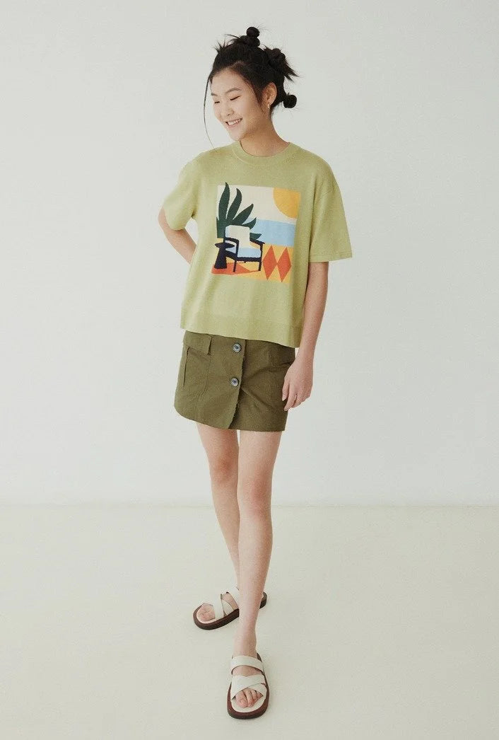 LAZY AFTERNOON SHORT SLEEVE KNIT TOP