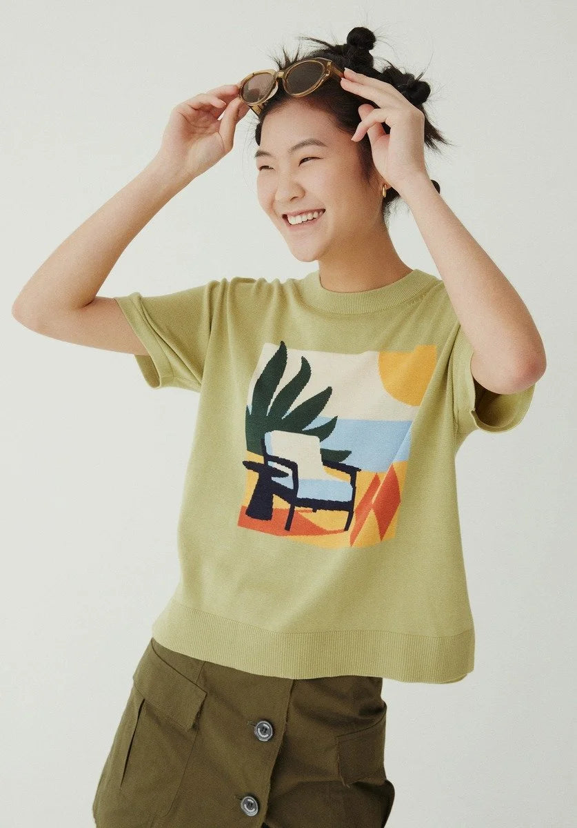 LAZY AFTERNOON SHORT SLEEVE KNIT TOP