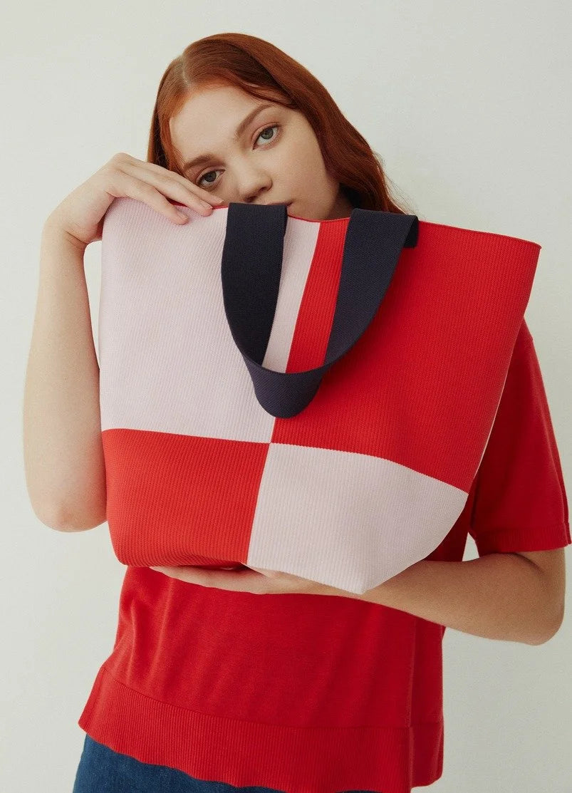 RED & PINK CHECK PATTERN BAG