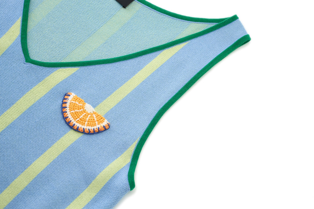 LEMON CROCHET STRIPY DRESS