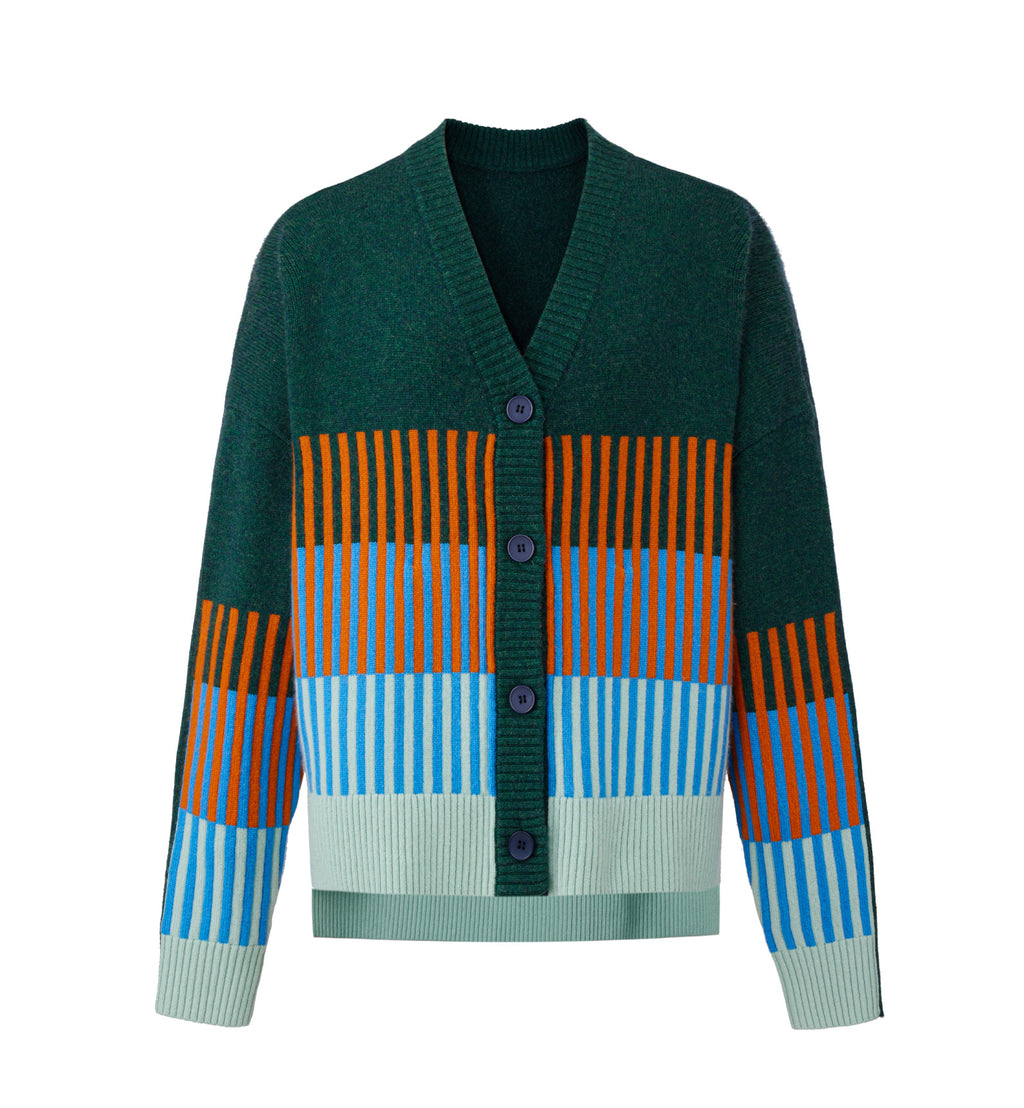 CAPE GREEN CASHMERE CARDIGAN
