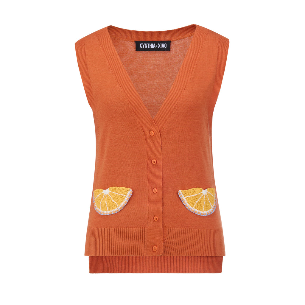 LEMON CROCHET ORANGE VEST
