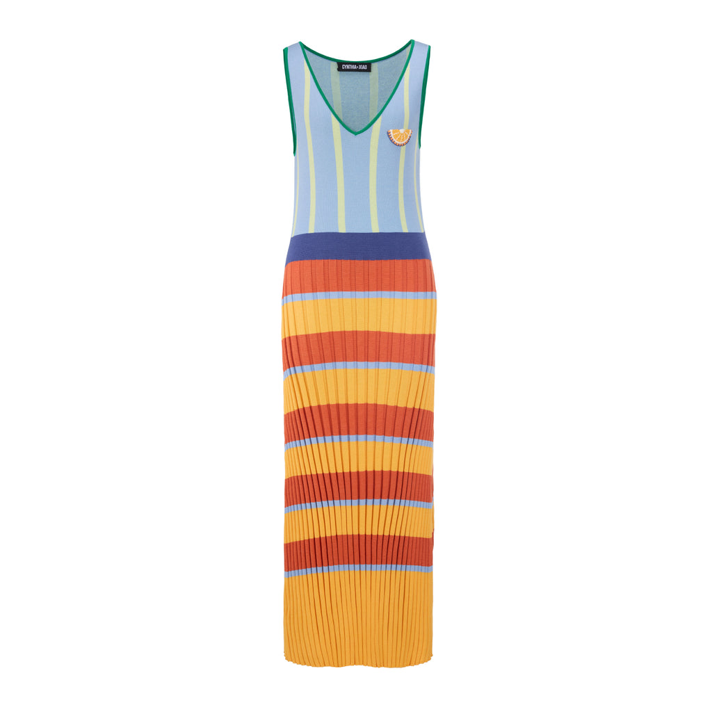 LEMON CROCHET STRIPY DRESS