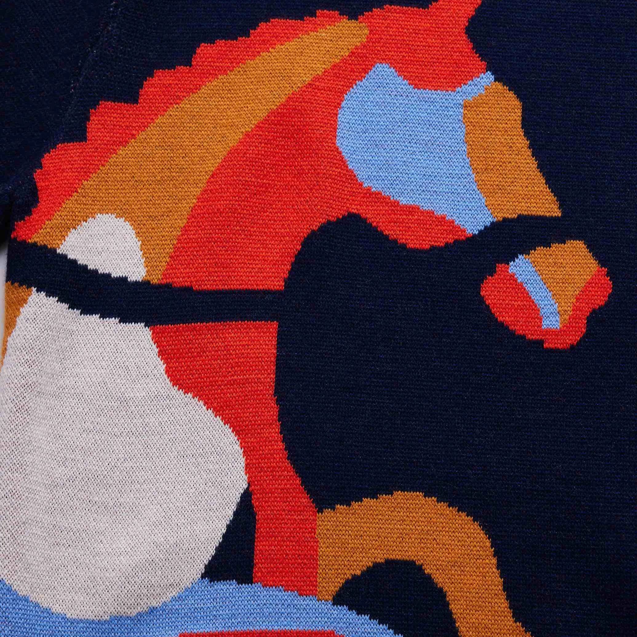 NAVY HORSE KNIT SWEATER
