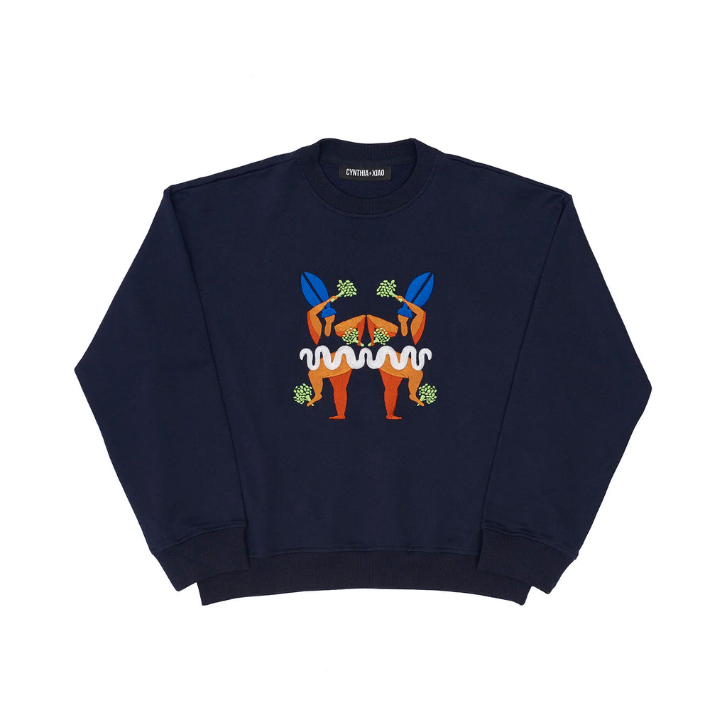 SHAKE YA BROCCOLI EMBROIDERED SWEATSHIRT (NAVY)
