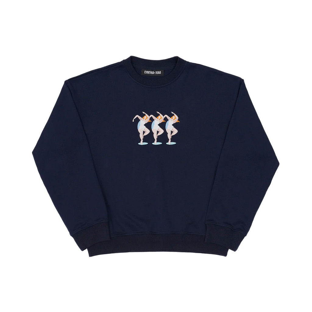 MOVE WITH THE BEATS EMBROIDERED SWEATSHIRT (NAVY)