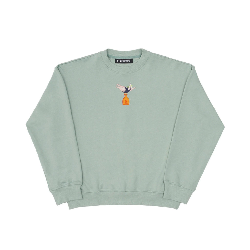 TEQUILA SUNRISE EMBROIDERED SWEATSHIRT (SAGE GREEN)