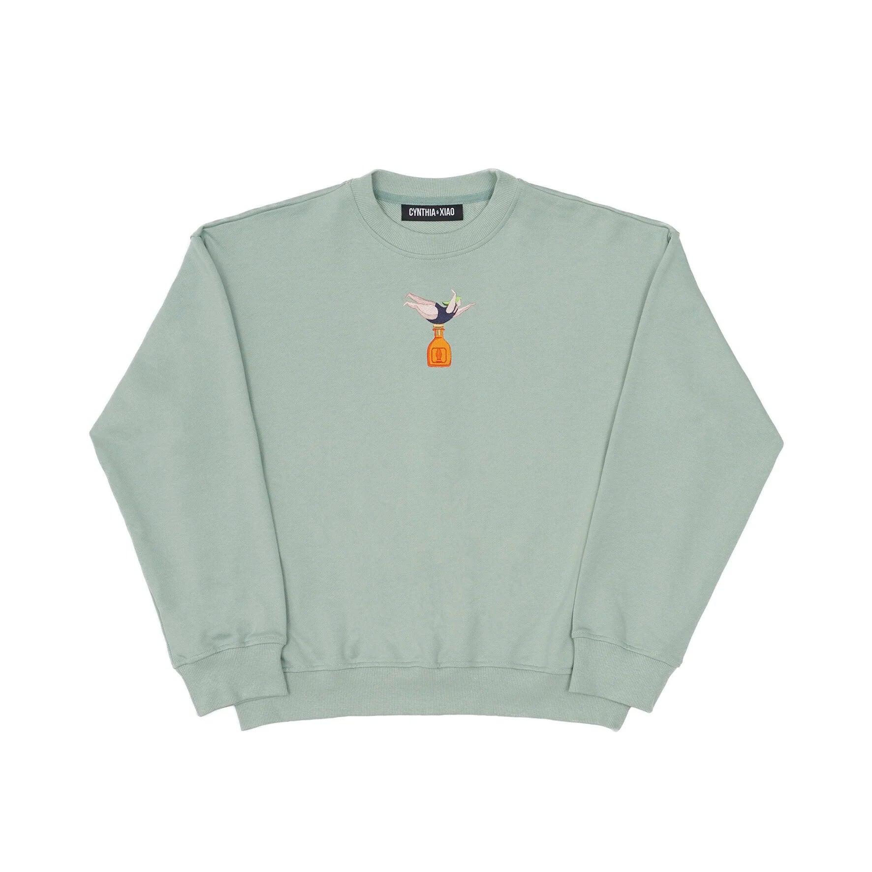 TEQUILA SUNRISE EMBROIDERED SWEATSHIRT (SAGE GREEN)