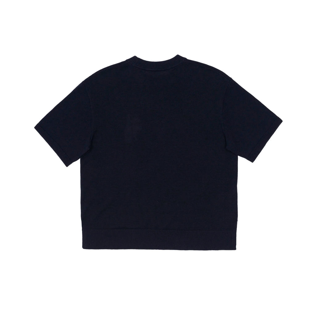 CHEERS & DANCE EMBROIDERED BREEZY KNIT TOP (NAVY)