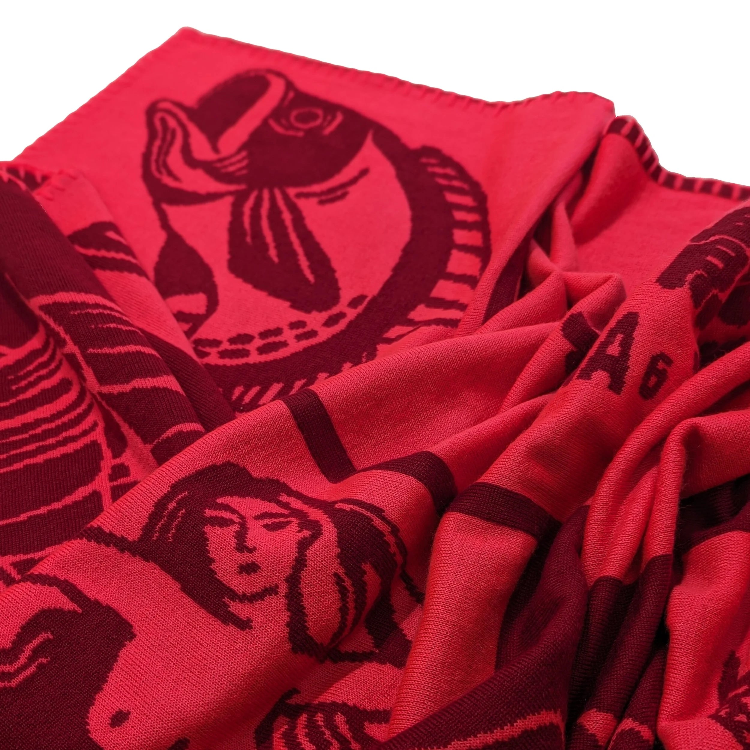 "FISH PRAWN CRAB" KNIT SCARF