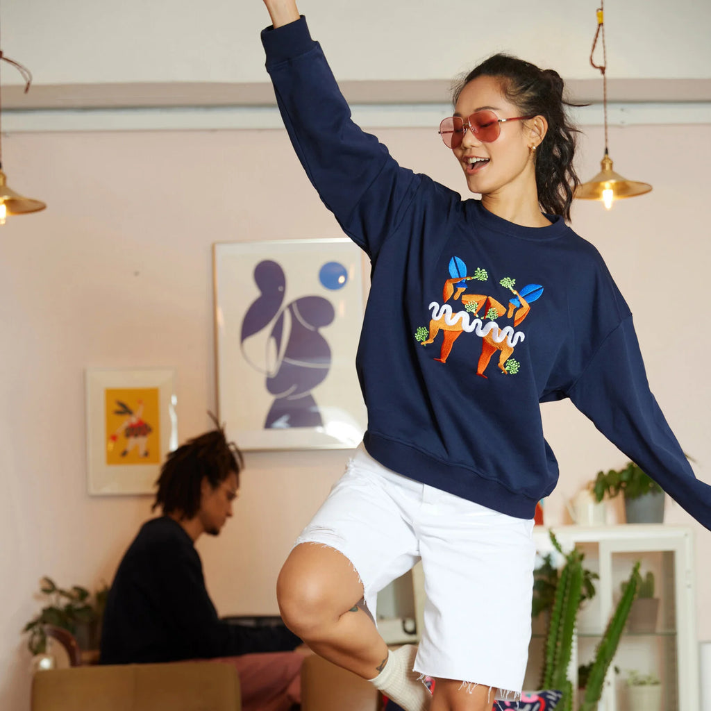 SHAKE YA BROCCOLI EMBROIDERED SWEATSHIRT (NAVY)