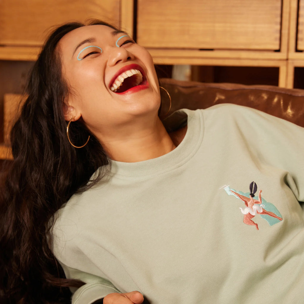 TOP HITS IN THE SHOWER EMBROIDERED SWEATSHIRT (SAGE GREEN)