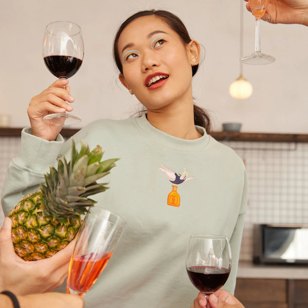 TEQUILA SUNRISE EMBROIDERED SWEATSHIRT (SAGE GREEN)