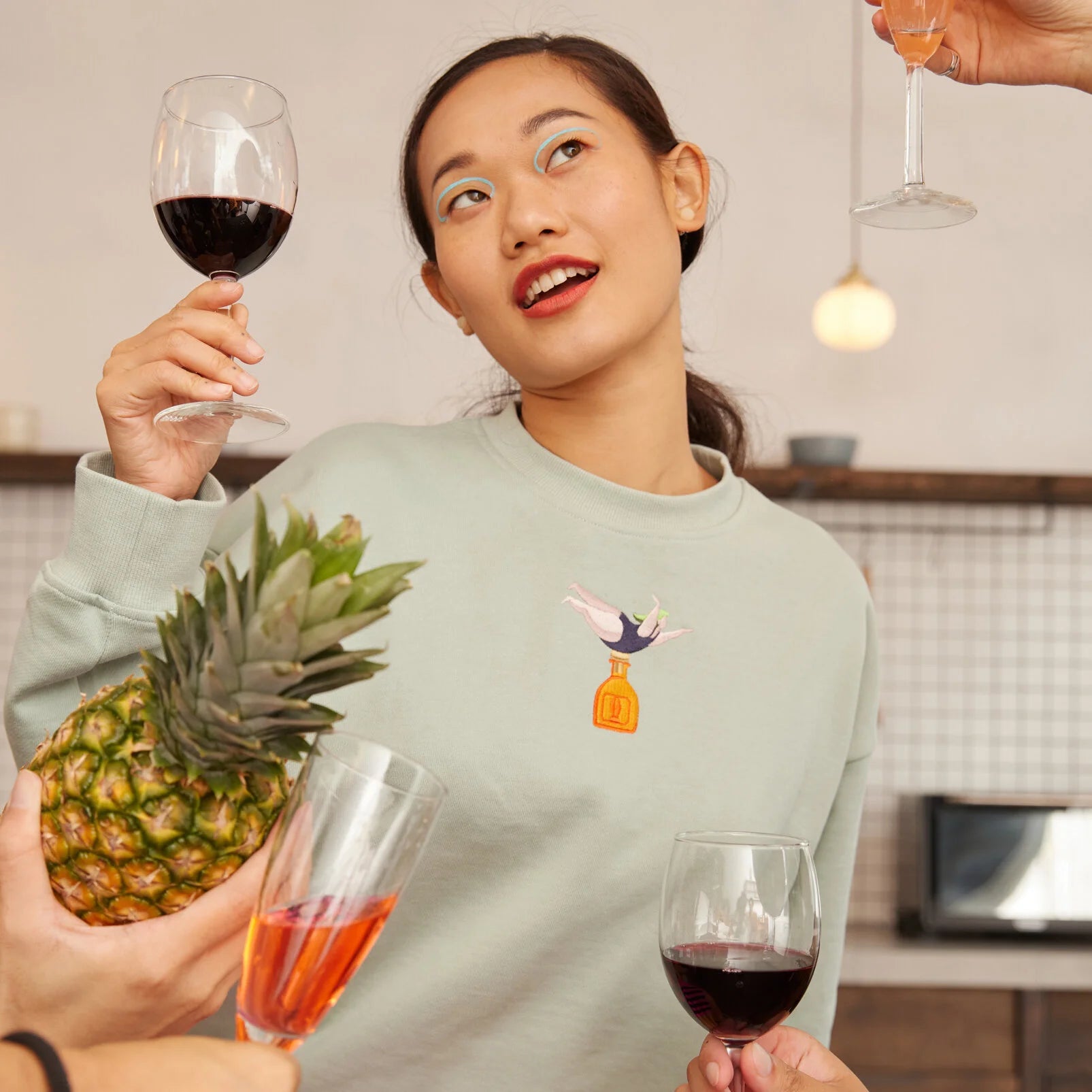 TEQUILA SUNRISE EMBROIDERED SWEATSHIRT (SAGE GREEN)